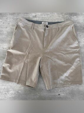 Quiksilver Men's Beige Plaid Flat Front Shorts